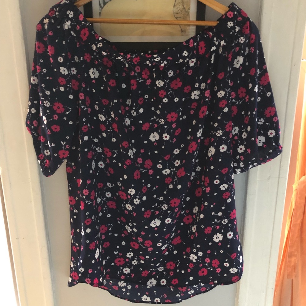 Off the shoulder, floral, 3/4 sleeve shirt